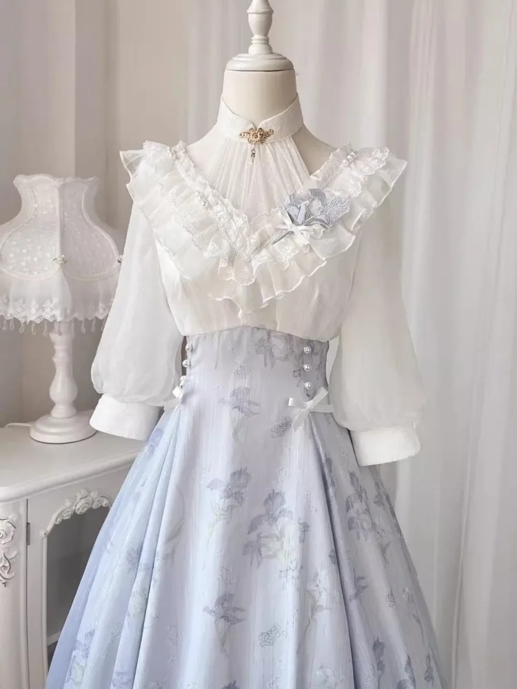 French Vintage Floral Midi Dress - فستان نسائي صيفي أنيق فرنسي عتيق