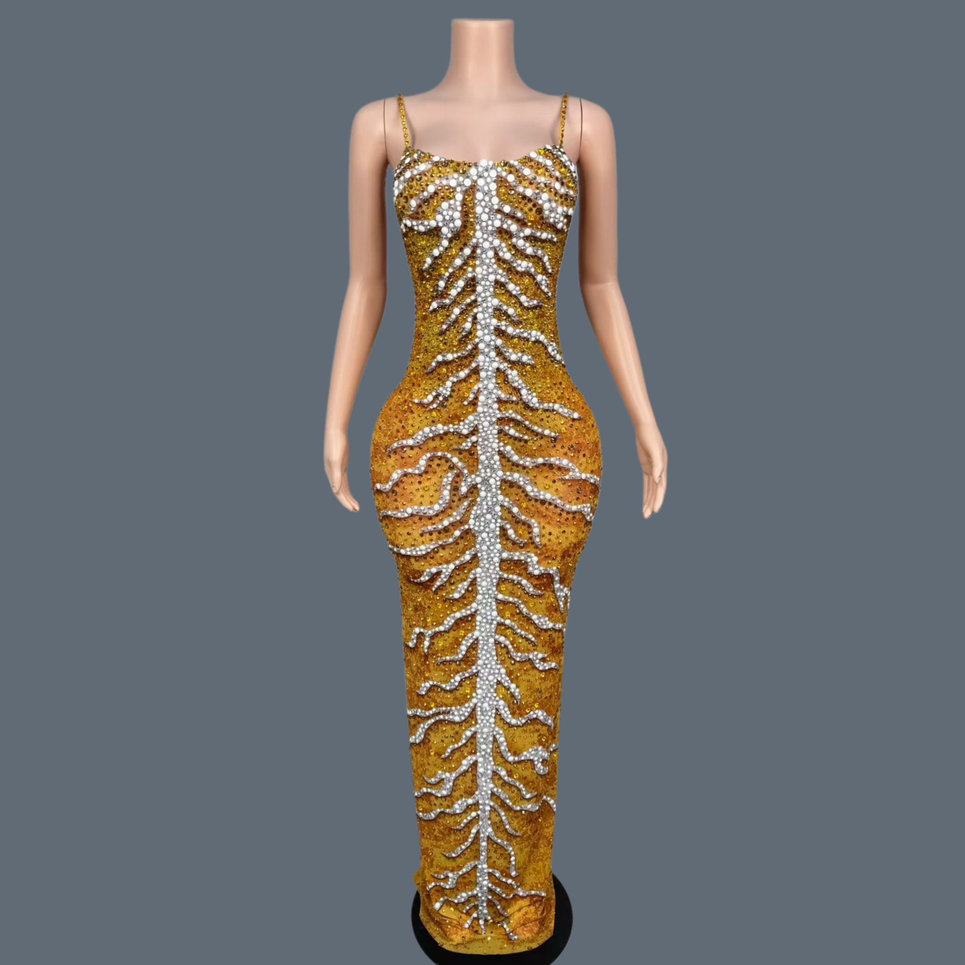 Sparkly Rhinestone Club Party Dress - فساتين طويلة أنيقة من السباندكس مزينة