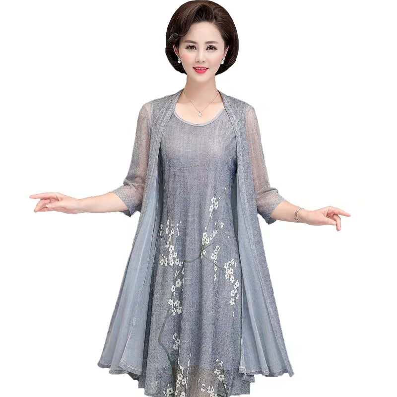 French Vintage Floral Midi Dress - الصيف القطن الكتان 2 قطعة مجموعة