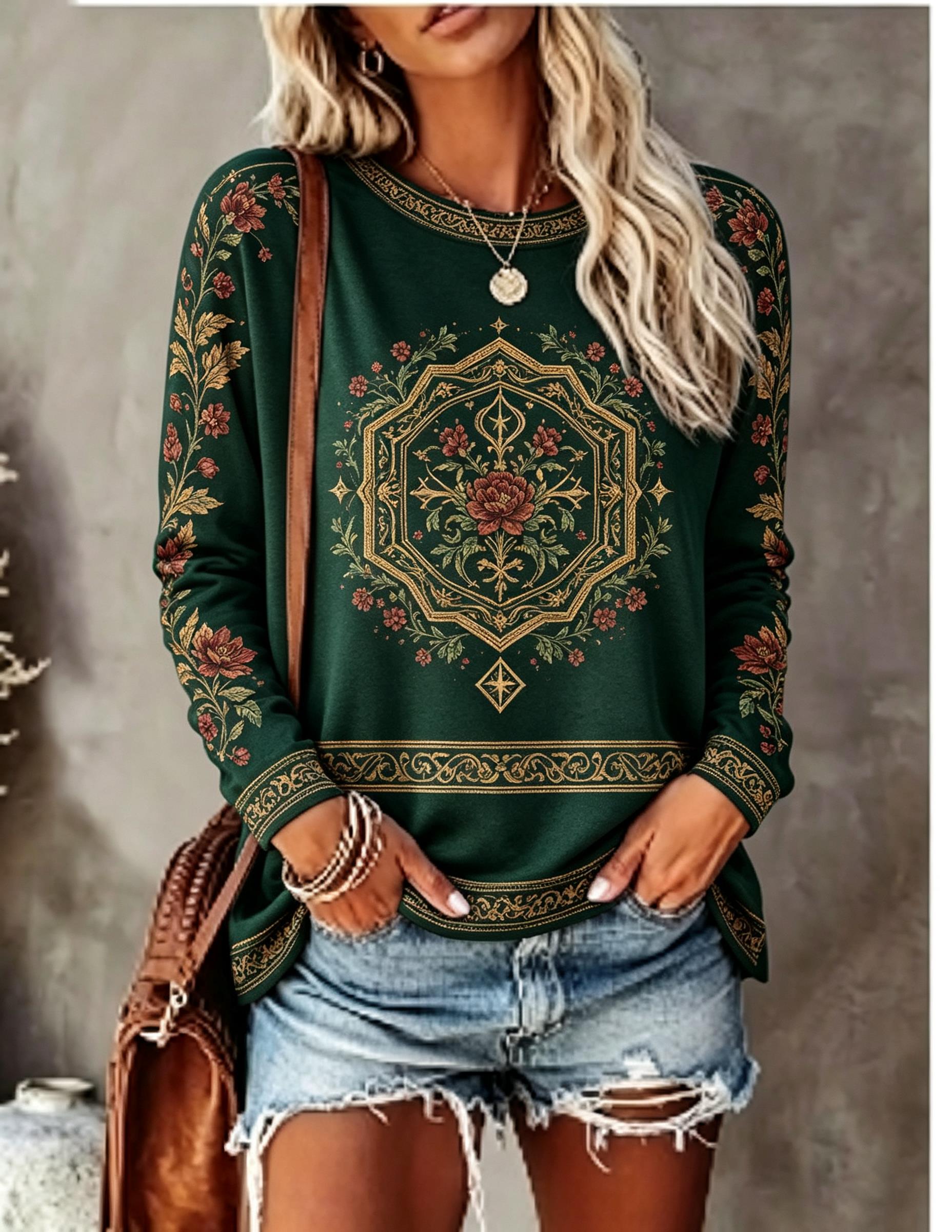 تي شيرت نسائي برقبة دائرية وأك - مراجعة Blouses وسعره