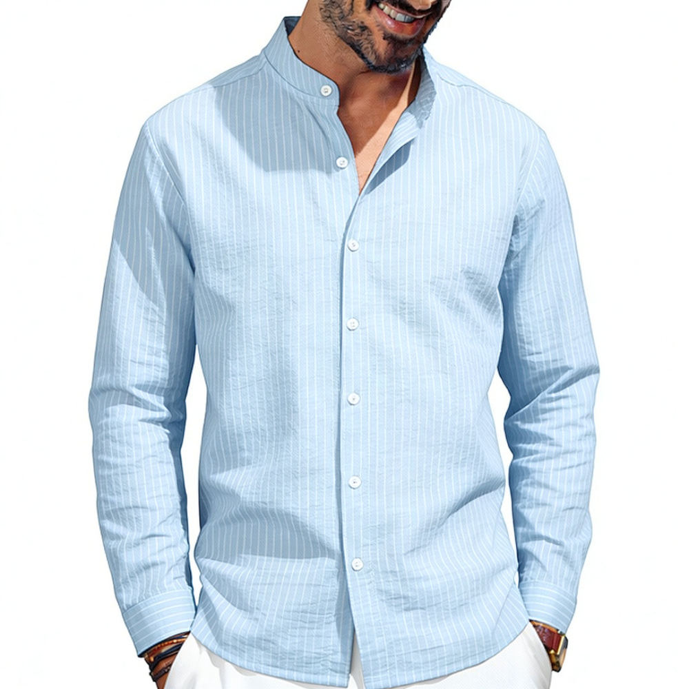قميص رجالي من الكتان بياقة قائ - مراجعة Casual Loose Linen Shirt Dress وسعره