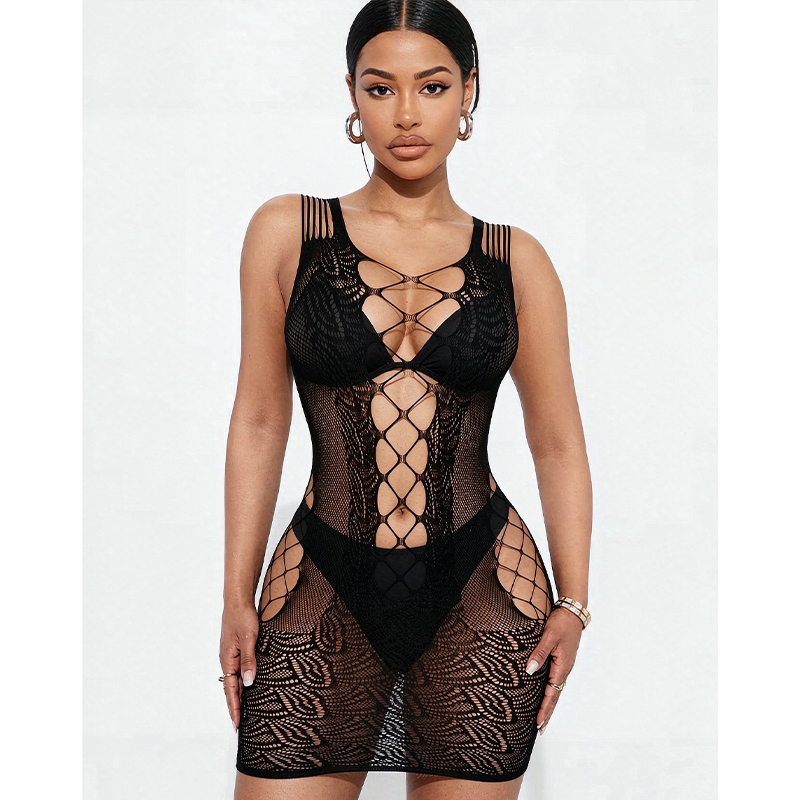ملابس نوم نسائية مثيرة، فستان  - مراجعة Sexy Mesh Sheer Bodycon Dress وسعره