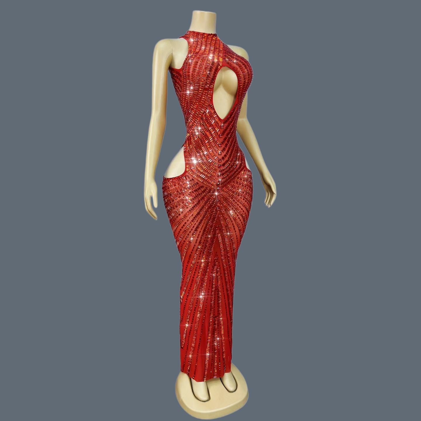 فستان حورية البحر الفاخر الأحم - مراجعة Sparkly Rhinestone Club Party Dress وسعره